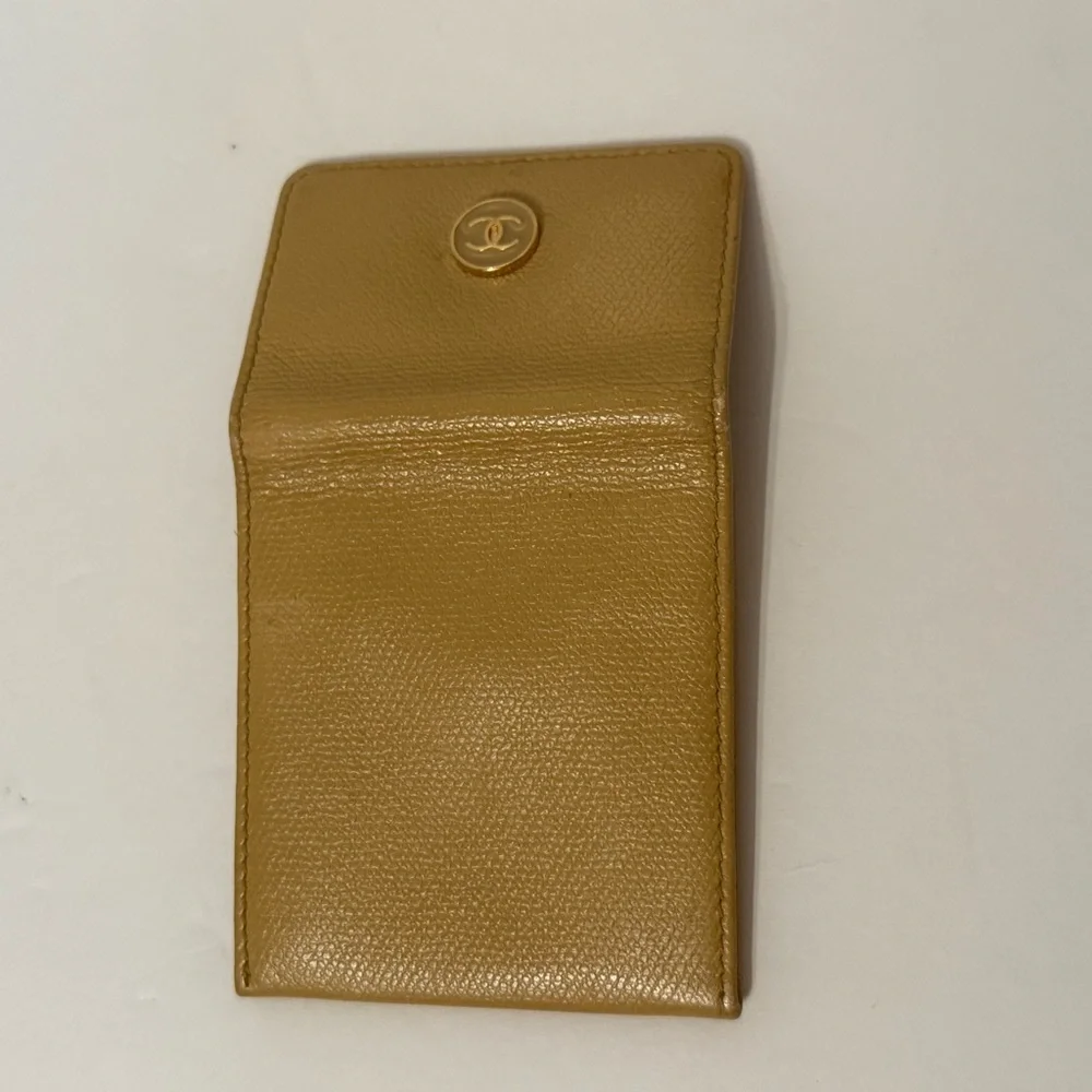 CHANEL COIN CASE WALLET TAN CALFSKIN LEATHER GOLD TONE COCO SNAP AUTHENTIC CARD - Picture 7 of 15